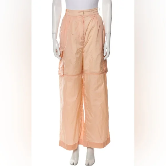 Tibi Pants Jumpsuits Tibi Orange Nylon Wide Leg Highwaisted